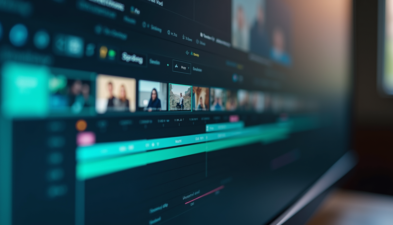 Close-up view of a video editing timeline on a computer screen